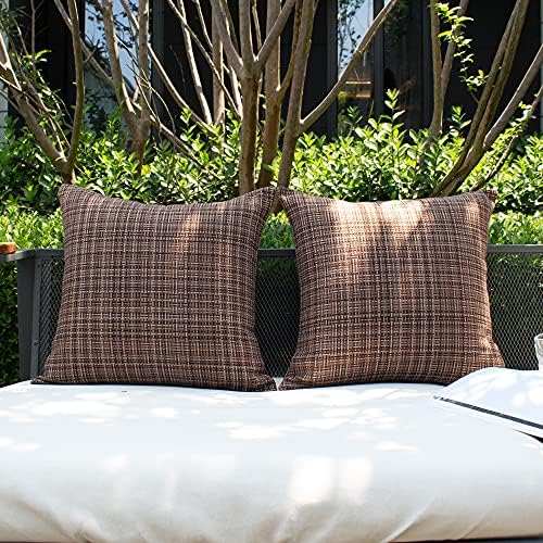Kevin Textile Outdoor Waterproof 24x24 Inch Pillow Covers 2 Pack, Brown - Image 4