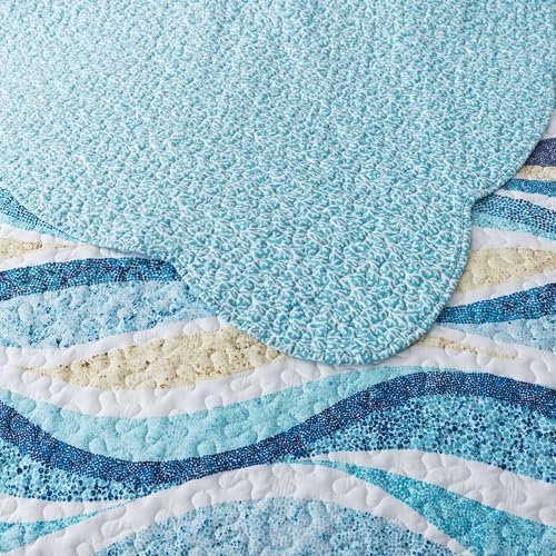 HoneiLife Queen Bedspreads Oversized - 106"x106" Coastal Quilt Sets, Beach Quilt 3-Piece, Nautical Bedspreads Ocean Coverlets, Lightweight Bed Cover, Summer Quilts - Image 7