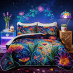 HOSIMA Colorful Dreamy Hippie Boho Floral Quilt Queen with 2 Pillowcases. by HOSIMA
