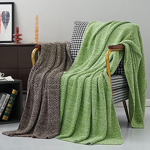 Longhui bedding 100% Cotton Knitted Throw Blanket – Green, Soft & Cozy, Machine Washable, 60"x80" – Perfect for Living Room, Couch, Sofa, Bed or Travel - Image 5