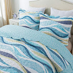 HoneiLife Queen Bedspreads Oversized - 106"x106" Coastal Quilt Sets, Beach Quilt 3-Piece, Nautical Bedspreads Ocean Coverlets, Lightweight Bed Cover, Summer Quilts - Image 5