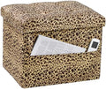 Bsketa Storage Ottoman Bench, 17" Folding Velvet Foot Rest,Leopard Print by Bsketa