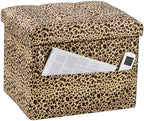 Bsketa Storage Ottoman Bench, 17" Folding Velvet Foot Rest,Leopard Print by Bsketa