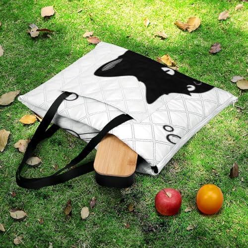 Gothic Black Cat Skull Extra Large Picnic Blankets Waterproof Foldable Beach Blanket Waterproof Sandproof Outdoor Packable Camping Blanket with Zip 79"x79" - Image 5
