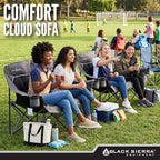 Black Sierra Double Loveseat Comfort Camping Couch, Oversized Folding Chair for Adults, 600‑lb Capacity, Plush Padded Heavy Duty Outdoor Seat with Cup Holders & Carry Bag for Beach, RV - Image 2