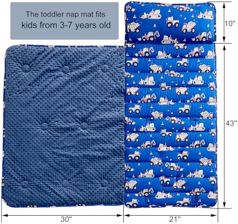 Toddler Nap Mat with Pillow & Minky Dot Blanket, Extra Large Roll Up Sleeping Mat for Daycare, Preschool & Kindergarten,Slumber Bags for Girls - Image 2