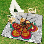Large Foldable Picnic Blanket Abstract Print Black White 78.7x78.7 Inch - Image 6