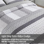 WONGS BEDDING Grey Full Size Quilt Set, Bohemian Striped Bedspreads - Image 6