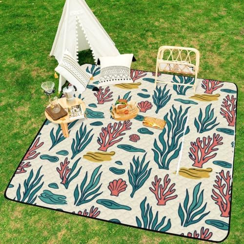 Outdoor Waterproof Zipper Picnic Blanket Shell Red Green 78.7"x78.7" - Image 6