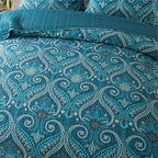 NEWLAKE Cotton Bedspread Quilt Sets-Reversible Patchwork Coverlet Set, Turquoise Classic Royal Pattern, King Size - Image 3