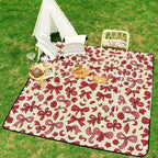 Pink Red Rosette Pattern Foldable Zipper Picnic Blankets 78.7"x78.7" - Image 6