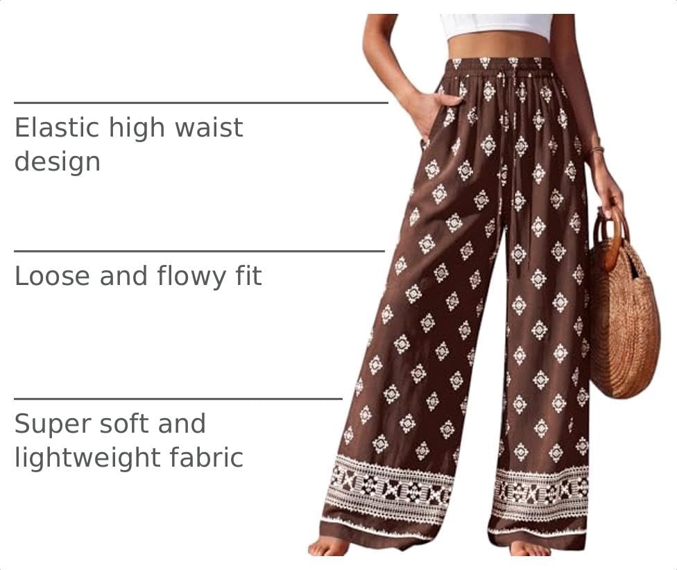 PRETTYGARDEN Womens Pants Elastic Waist Striped Lightweight Palazzo Pant - Image 4