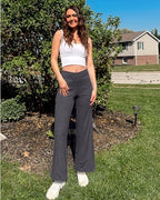 G4Free EverGoing Wide Leg Yoga Pants for Women Crossover Waist with Pockets - Image 2