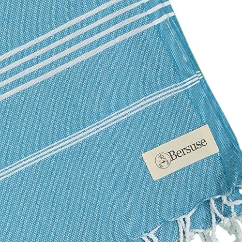 Bersuse Towels Anatolia XL Beach Blanket Throw Blanket Turkish Towel 100% Cotton Extra-Large Quick-Dry Lightweight Premium Peshtemal Towel - 61x82 Inches, Sea Blue - Image 6