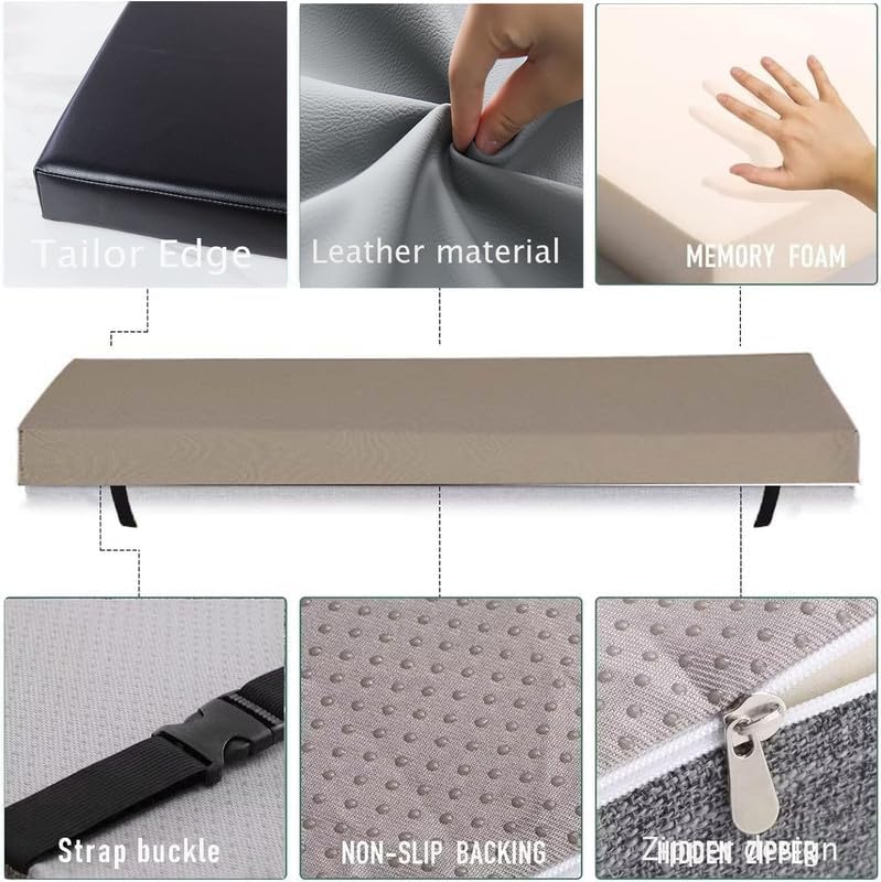 Picnic Bench Cushions 120x30x3cm(47.3x11.8x1.2in PU Leather Bench Cushion Thick Bay Window Seat Cushion Long Chair Pad for Dining Shoes Bench Settee Patio - Image 2
