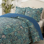 HoneiLife Botanical Quilt Queen Size - Floral Quilt Sets 3-Piece, Microfiber Bedspreads Wildflower Coverlets Lightweight Bed Cover, Queen Quilt Bedding Sets All Season Use - Image 4