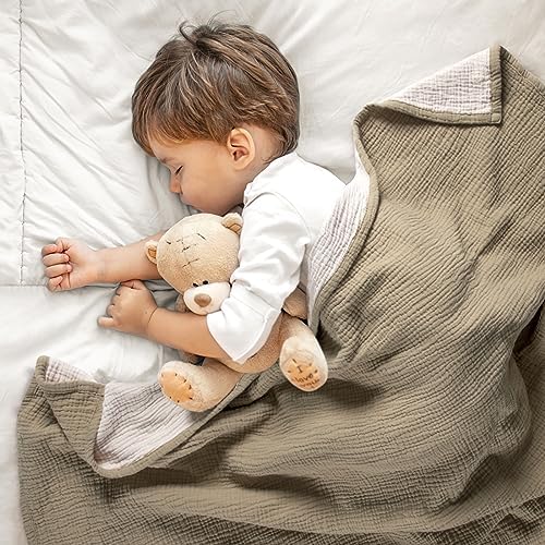 lulumoon Muslin Baby Blanket Neutral: Cotton Toddler Blanket for Daycare - Image 2