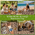 WFSM Leopard Print Picnic Mat 80x60 Inch, Leopard Print for Women, Cheetah Outdoor Play Mat for Adults and Toddlers Waterproof Sandproof Beach Blanket Travel Camping Rug - Image 4