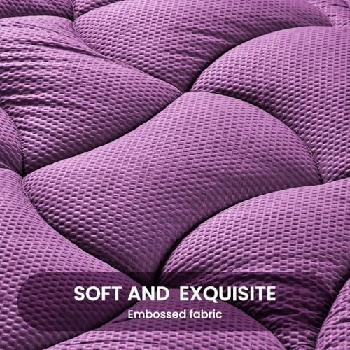 SLEEP ZONE Cooling Mattress Topper Twin XL for College Dorm, Premium Zoned Quilted Mattress Pad, Fitted Mattress Protector Cover Washable, Deep Pocket 8-21 inch, Purple, Twin XL - Image 4