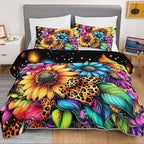 HOSIMA Colorful Sunflower Quilt Queen with Starry Print with 2 Pillowcases. - Image 3