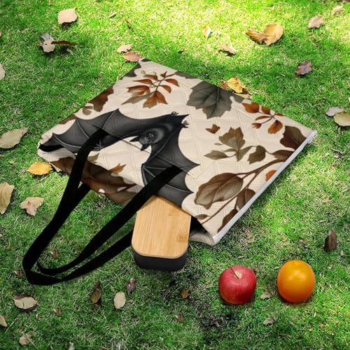 Halloween Bat Floral Extra Large Picnic Blankets Waterproof Foldable Beach Blanket Waterproof Sandproof Outdoor Packable Camping Blanket with Zip 59"x39" - Image 5