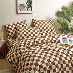Luxlovery Brown and White Plaid Comforter Set Full Cream Brown Checker Bedding Comforter Rust Brown Abstract Buffalo Blanket Quilts Geometric Soft Cozy Chessboard Grid Bedding Comforter Set - Image 4