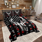 Camo American Flag Full Size Comforter Sets for Kids,Deer Antlers Red Camouflage Bedding Flags for Room Teens,Wild Animal Hunting Farm Branches Leaves Stars Stripes USA Flag Down Comforter - Image 2