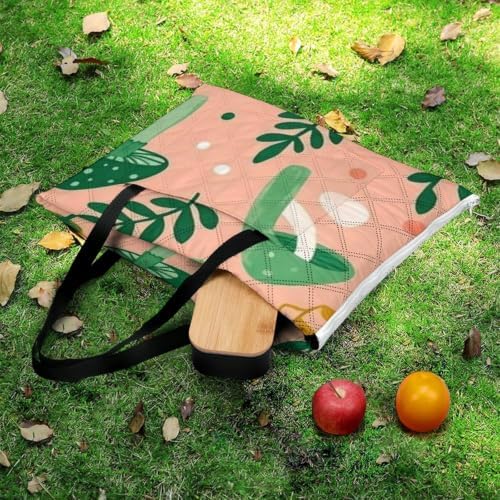 Orange Green Mushroom Large Foldable Picnic Blanket 78.7x78.7 Inch - Image 5