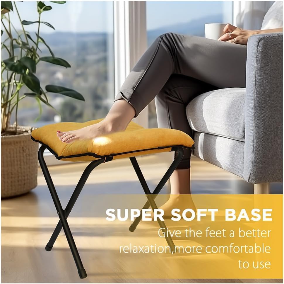 Foldable Ottoman Foot Rest, Foot Stool with Soft Cushion, Compact Lazy Sofa Stool for Living Room Bedroom Office Dorm RV (Blue) - Image 6