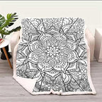 Mandala Adult Coloring Book Page Style Coloring PageTravel Blanket Airplane Picnic Blankets Fuzzy, Warm, Cozy, Thick for Sofa, Couch, Bedroom Throw Size 47In x 70.8In - Image 2