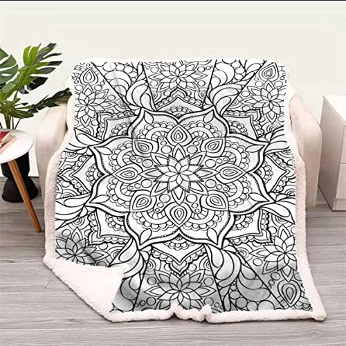 Mandala Adult Coloring Book Page Style Coloring PageSoft Blanket Soft Blankets Decorative for Sofa Bed Couch Twin Size 59In x 70.8In - Image 2