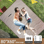 HX&OD Picnic Blanket Outdoor Extra Large Picnic Mat 80"X60" Camping Blanket Beach Blanket Foldable Waterproof Sand Mat Hiking Travel Family Concerts(Brown) (Pack of 2) - Image 2