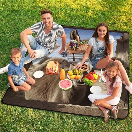 Funny Donkey Picnic Blanket 200x200cm, Foldable 2-in-1 Picnic Mat and Tote Bag Portable Waterproof Beach Mat Sandproof Outdoor Blanket for Park, Hiking, Beach, Camping, Travel - Image 7