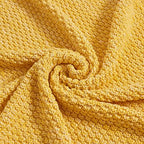Longhui bedding 100% Cotton Knitted Throw Blanket – Yellow, Soft & Cozy, Machine Washable, 51"x63" – Perfect for Living Room, Couch, Sofa, Bed or Travel - Image 2