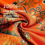 LUTBM Boho Throw Blanket for Bed 60"x80", 100% Cotton Orange Couch Blankets - Image 6