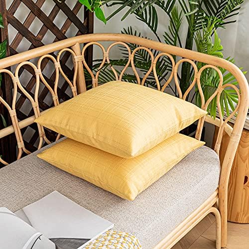 Kevin Textile Outdoor Waterproof 26”x26” Pillow Covers 2 Pack, Yellow - Image 6