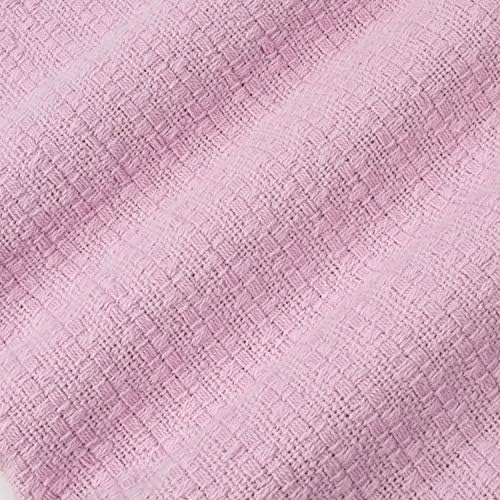 Sweet Home Collection 100% Fine Cotton Blanket Luxurious Weave Stylish Design Soft and Comfortable All Season Warmth, Full/Queen, Pink - Image 3
