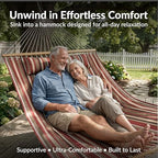 Sunnydaze Quilted Double Hammock for Outside with Pillow, Awning Stripe - Image 2