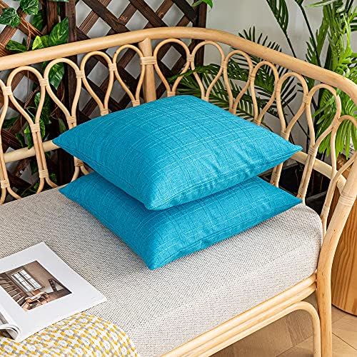 Kevin Textile Outdoor Waterproof 26”x26” Pillow Covers 2 Pack, Peacock Blue - Image 5