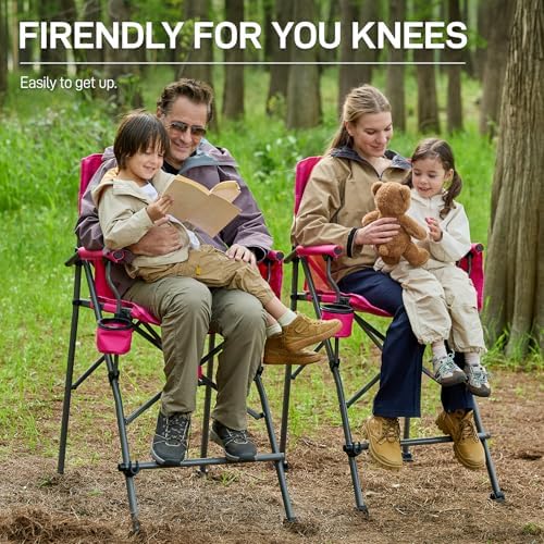 EVER ADVANCED Tall Directors Chair 31" Foldable Camping Mesh Pink - Image 7