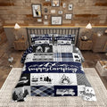 Camping Adventure Comforter Set King Size,RV Camper Accessories for Travel Trailers Bedding Set All Season Quilt Set,Rustic Blue Plaid Boho Aztec Exotic Microfiber Polyester Down Comforter by CastleFairy