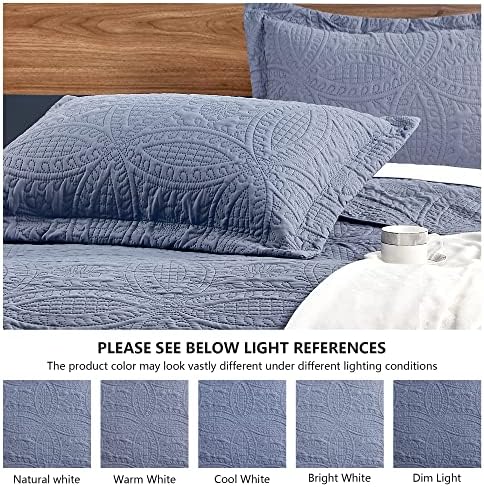 Love's cabin Twin Quilt Set Blue Bedspreads - Soft Bed Summer Lightweight Bedspread Comforter - Modern Style Coin Pattern Coverlet for All Season - 2 Pieces (1 Quilt, 1 Pillow Sham) - Image 5
