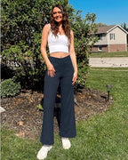 G4Free EverGoing Wide Leg Yoga Pants for Women Crossover Waist with Pockets - Image 3