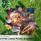 Large Picnic Blanket 79"X79" Picnic Mat Waterproof Foldable Lawn Park Blanket with Carry Strap Sandproof Beach Blanket Hot Air Balloon Portable Camping Blanket for Travel - Image 5