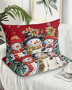 Red Snowman Christmas Pillow Cases Standard Size Set of 2, Xmas Tree Berry Microfiber Bed Throw Pillow Covers, Winter Snowflake Decorative Lumbar Pillow Cover with Envelope Closure for Sofa 20"x26" by DecorLovee