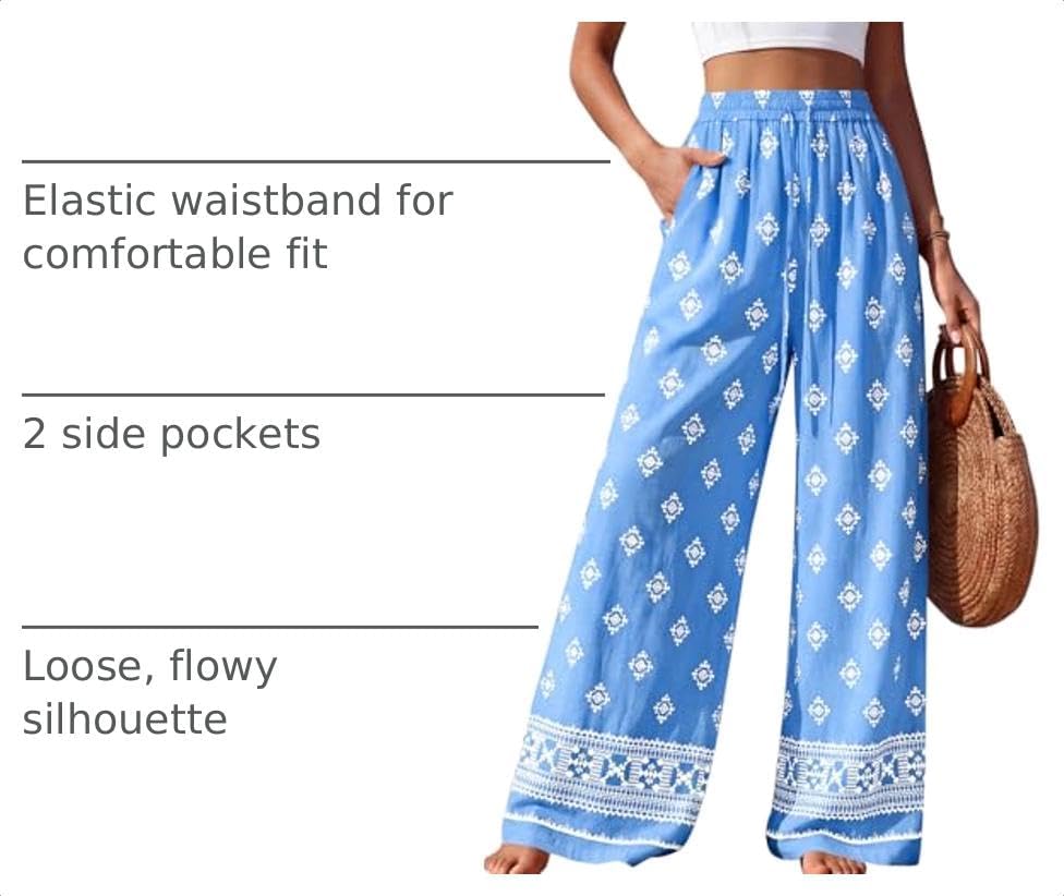 PRETTYGARDEN Womens Pants Elastic Waist Striped Lightweight Palazzo Pant - Image 4
