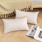 Kevin Textile Outdoor Waterproof 26”x26” Pillow Covers 2 Pack, Light Beige - Image 6
