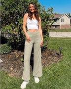 G4Free EverGoing Wide Leg Yoga Pants for Women Crossover Waist with Pockets - Image 4