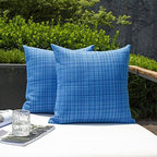 Kevin Textile Outdoor Waterproof 26x26 Inch Pillow Covers 2 Pack, Blue by KevinTextile