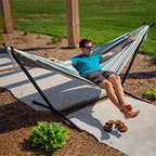 Vivere Double Sunbrella Hammock with Space-Saving Steel Stand and Premium Carry Bag - 450 lb Weight Capacity (Gateway Mist) - Image 3